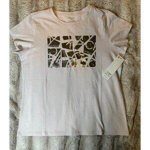 Calvin Klein Women's Soft Crew Neck Graphic Camo Logo T-shirt  Light Purple S